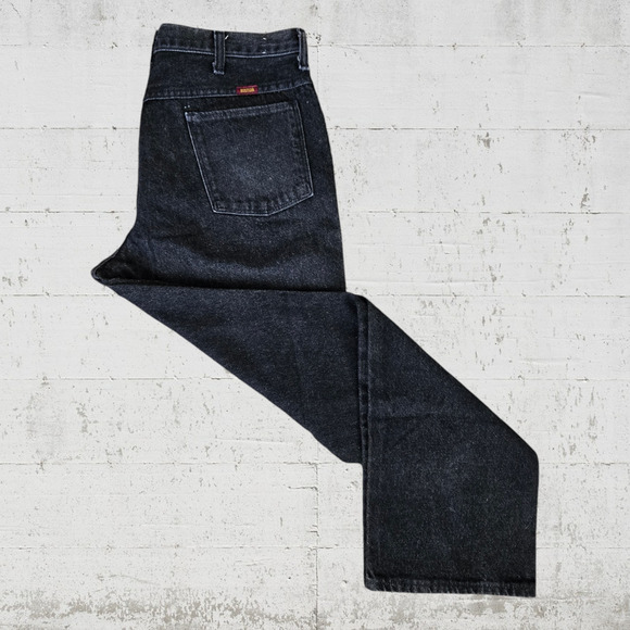 Vintage Rustler Washed Black High Waisted Classic Straight Jeans Size 34 x 30 - Picture 6 of 8